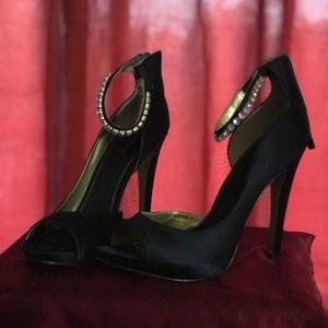 Nine West satin and stone high heels